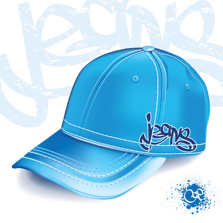 Realistic jeans cap on white backgroundのイラスト素材