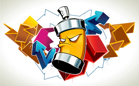 Cool graffiti image with canのイラスト素材