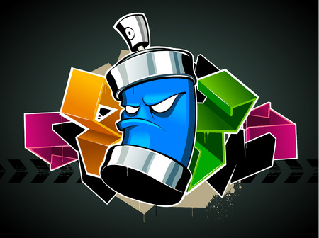 Cool graffiti image with canのイラスト素材