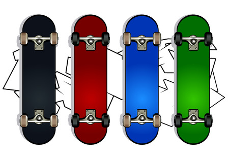 Set of skateboards on white graffiti backgroundのイラスト素材