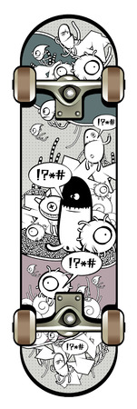 Strange graffiti image on skateboardのイラスト素材