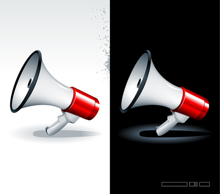 Just set of realistic megaphonesのイラスト素材