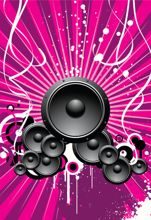 Speakers on a white background with blotsのイラスト素材
