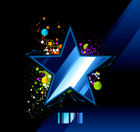 Glossy star on dirty graffiti background. Abstract vector image.のイラスト素材