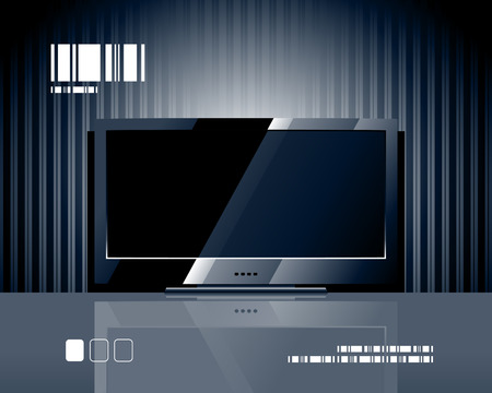 Vector LCD TV screen. Black flat panel.のイラスト素材