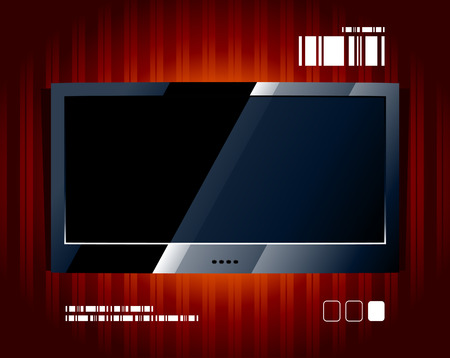 Vector LCD TV screen. Black flat panel.のイラスト素材