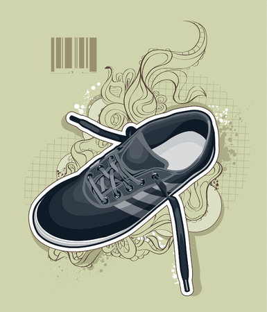 Boot on bizarre background. illustration.のイラスト素材