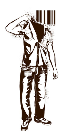 Monochrome man without head. illustration.のイラスト素材