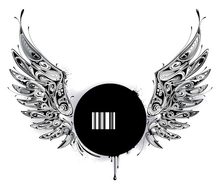 Modern pattern. Wings shape. Circle banner for your text. illustration. のイラスト素材