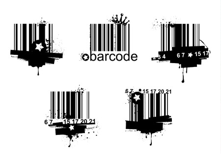 Grunge barcodes isolated on white backgroundのイラスト素材
