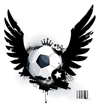 Soccer ball on dirty background. Abstract grunge styleのイラスト素材