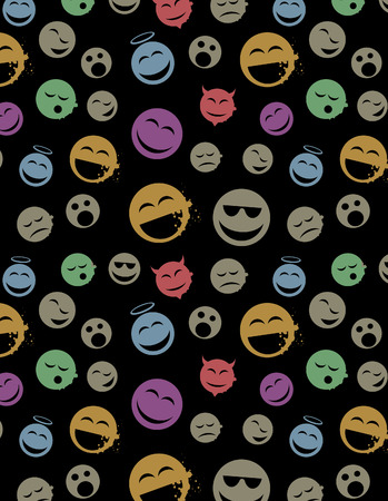 Modern seamless texture with smile balls. Cool grunge style. のイラスト素材