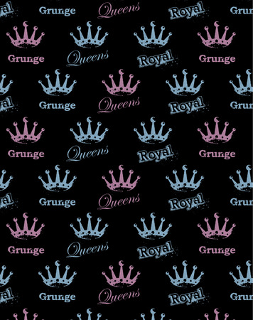 Modern seamless texture with crowns. Cool grunge style. のイラスト素材