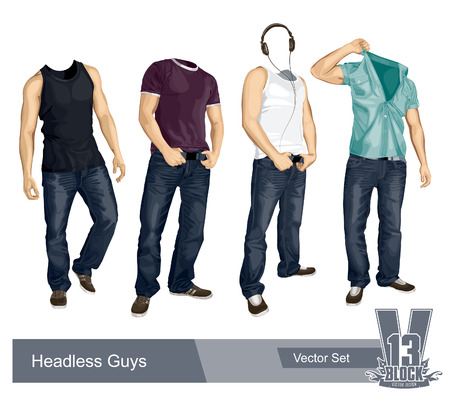 Set of headless guys isolated on white. EPS10 illustration.のイラスト素材