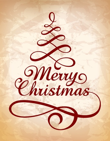 Calligraphic Christmas lettering . Vector illustration.のイラスト素材