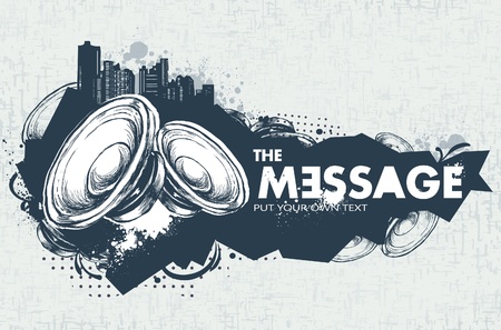 Modern sketchy style banner with speakers. Layered. Vector EPS 10 illustration.のイラスト素材