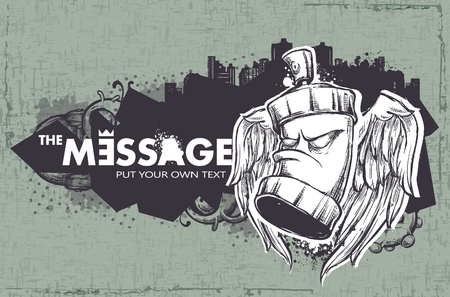 Modern sketchy style banner with can. Layered. Vector EPS 10 illustration.のイラスト素材