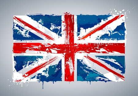 Grunge UK national flag. Vector illustration.のイラスト素材