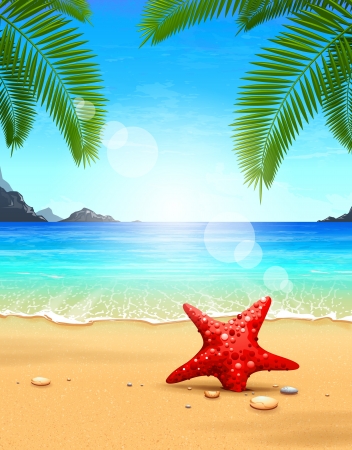 Seascape vector illustration  Paradise beach のイラスト素材