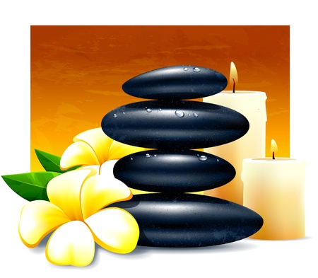 Spa vector illustration with zen stones and flowers のイラスト素材