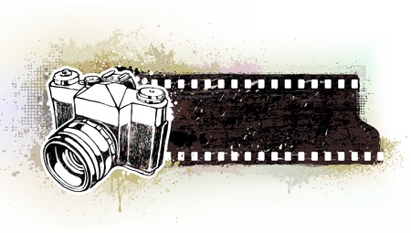 Hand-drawn banner with retro camera  EPS 8 vector illustration  Layered  のイラスト素材