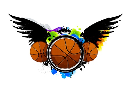 Graffiti image with basketballs. Vector illustration.のイラスト素材