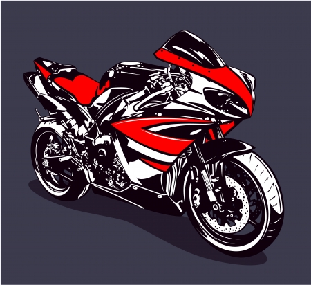 Red sport motorbike isolated on dark background  Vector illustration のイラスト素材