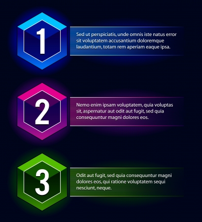 Neon number options banners  Vector illustration のイラスト素材