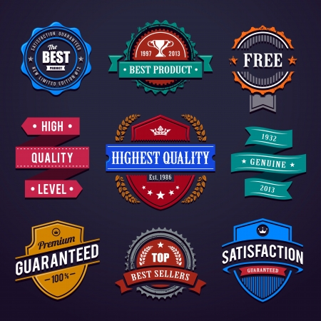 Vintage premium quality labels  Set of retro styled badges illustration のイラスト素材