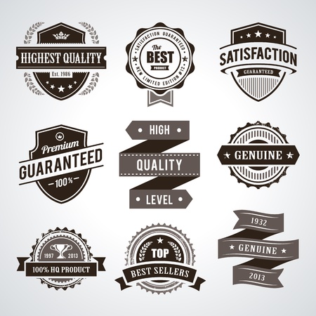 Vintage premium quality labels  Set of retro styled badges illustration のイラスト素材