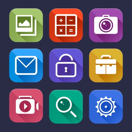 Stylish flat icons vector set  Graphic user interface modern elements  Vector illustration のイラスト素材