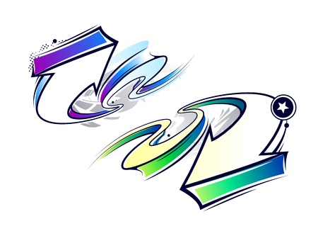 Two curve graffiti arrows  Vector illustration のイラスト素材
