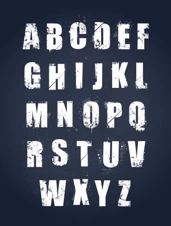 Grunge alphabet  Dirty painted english letters set  Vector illustration のイラスト素材