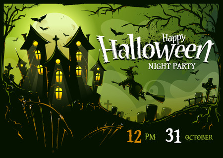 Halloween horizontal poster design template. のイラスト素材