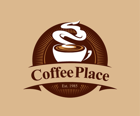 Coffee shop logo design template. Retro coffee emblem. Vector art.