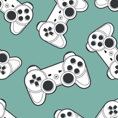 Vector seamless pattern with joysticks. Gaming seamless texture. Vector background.のイラスト素材