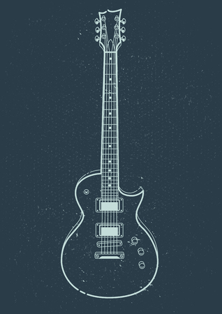 Electric Guitar Vector. Outline style guitar art.のイラスト素材