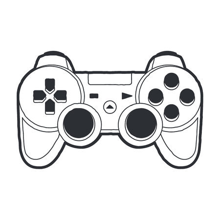 Vector art of joystick. Vector gamepad isolated on white. Line art illustration.のイラスト素材