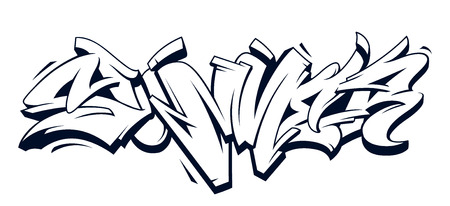 Summer Graffiti Vector Original Lettering. Summer word written in graffiti wild style monochrome vector illustration isolated on white.のイラスト素材