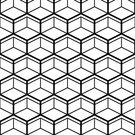 Seamless Pattern with Black Line Hexagons. Vector endless texture.のイラスト素材