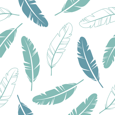 Pastel Colours Feathers Seamless Pattern.のイラスト素材