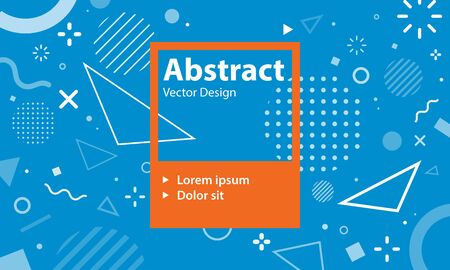 Memphis style design with abstract geometric shapes and banner frame. 80s retro style design template. Eps10 vector illustration.のイラスト素材