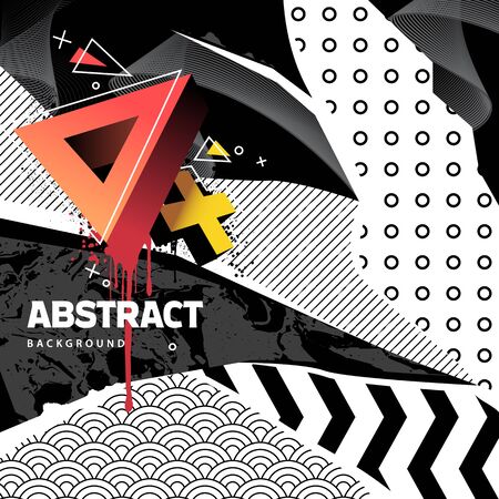 Abstract background with mixed textures, different patterns and geometric shapes  Vector abstract banner with copyspace for you text. EPS10 Vector graphic.のイラスト素材