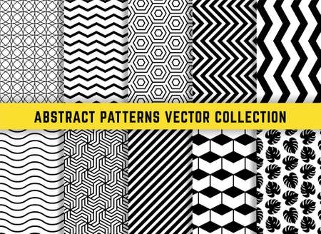 Set of geometric minimalistic seamless patterns. Simple patterns to fill the background. Vector collection.のイラスト素材
