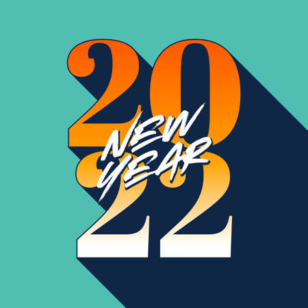 2022 New Year retro typography with long shadow. Vector EPS10 graphic.のイラスト素材