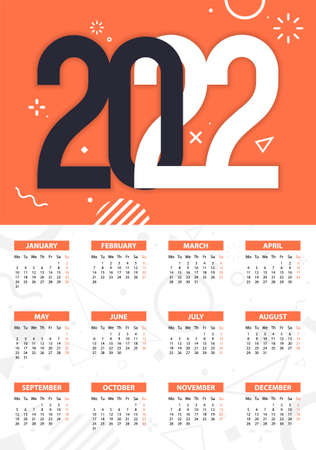 2022 Calendar flat design with simple geometric shapes. Vector EPS10 graphic.のイラスト素材