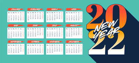 2022 calendar retro design. Vector EPS10 graphic.のイラスト素材