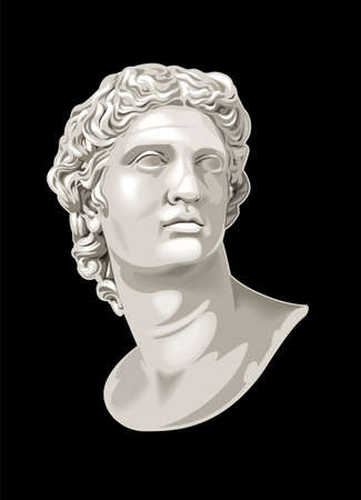 Antique bust isolated on black. Vector EPS10 graphics.のイラスト素材