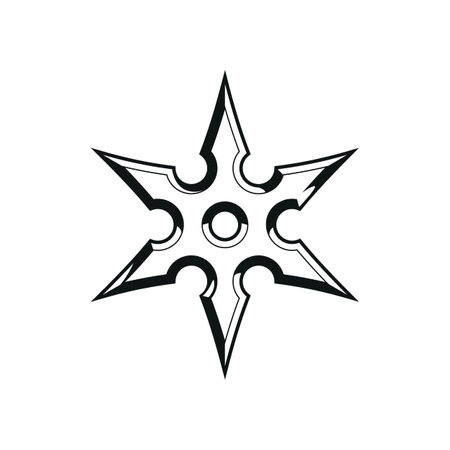 Vector shuriken design element. Black and white. Simple shuriken weapon icon isolated on white.のイラスト素材