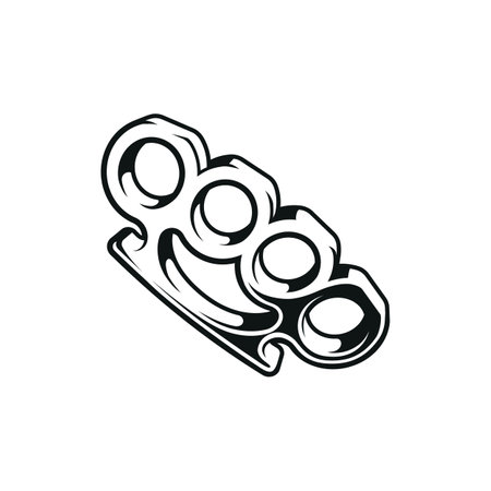 Vector brass knuckles design element. Simple monochrome brass knuckles isolated on white.のイラスト素材